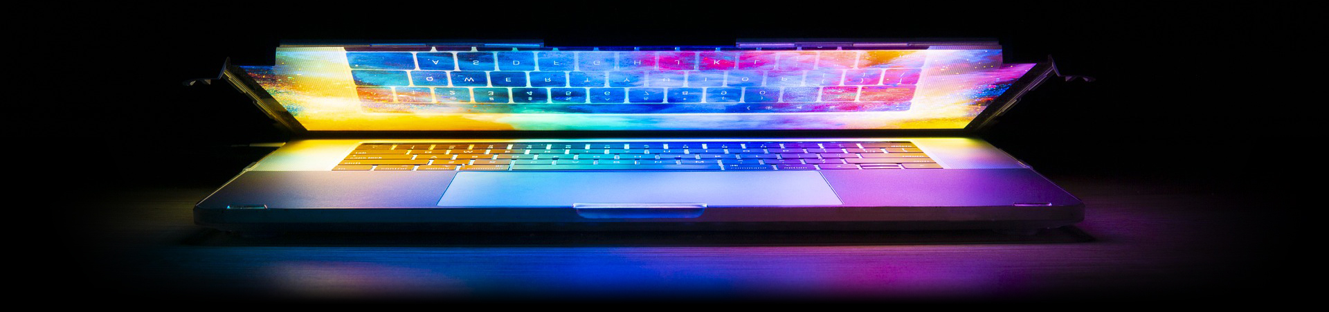 nearly cl0sed laptop with crazy lights